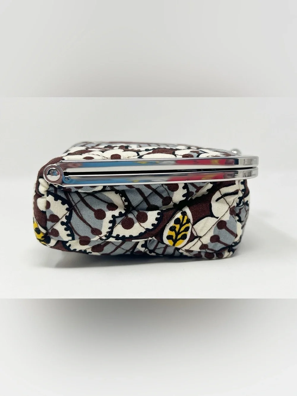 Vera Bradley State Blooms Floral Brown Kiss Lock Clutch/Makeup Bag
